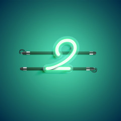 Green neon character, vector illustartion