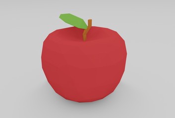 low poly 3d apple on white background , minimal idea creative concept. 