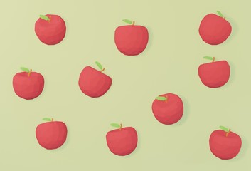 3d apples fresh fruits pattern on pastel background. cute minimal idea creative concept. 