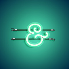 Green neon character, vector illustartion