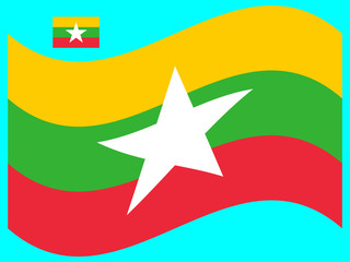 Wave Myanmar flag Vector illustration Eps 10