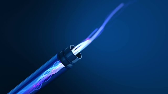 Fiber optic cable for modern communication and connection technologies. Seamless animation video loop background