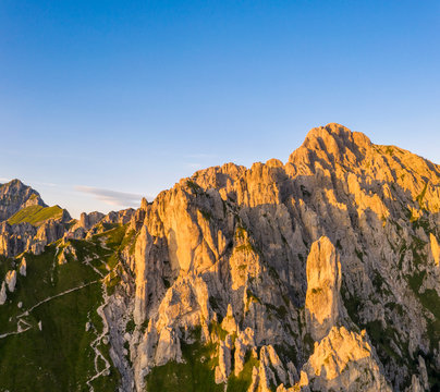 Aerial view of Torre Cinquantenario, Rifugio Rosalba, Grignetta, Italy