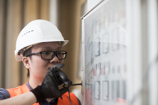 young worker in a concrete factory