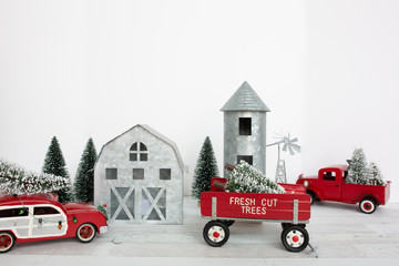 Vintage Christmas Village Farm Style Set