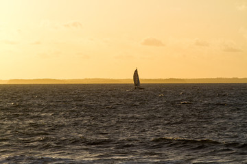 Sunset on a beach of the city of Sao Luis do Maranhão, Maranhão, Brazil