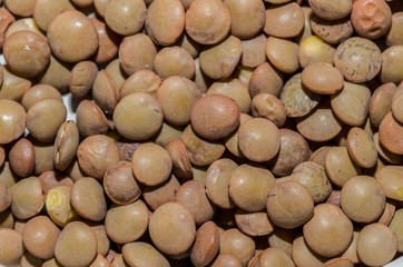 Background with lentils in the foreground