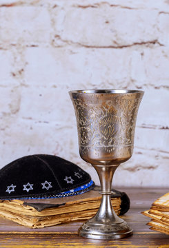 Religious Jewish objects, Kiddush Cup, Kippah, matzoh