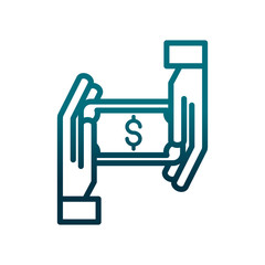 economy business hands with money transaction gradient line