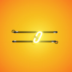 Yellow neon character, vector illustartion