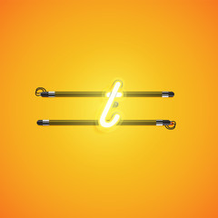 Yellow neon character, vector illustartion