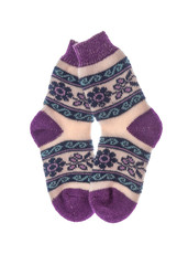 Winter wool socks on a white background.