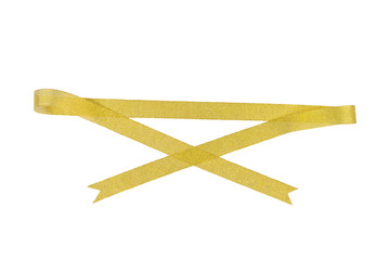 Golden ribbon isolated on white background.