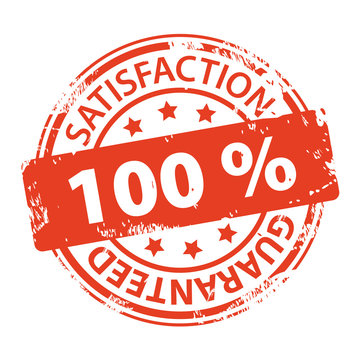 Customer satisfaction guaranteed 100 percent rubber stamp icon isolated on white background. Vector illustration