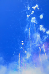 Firecracker Explosion Smoke in the blue sky