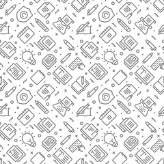 Copywriting related seamless pattern with outline icons