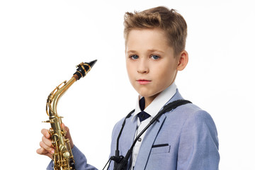 boy with saxophone