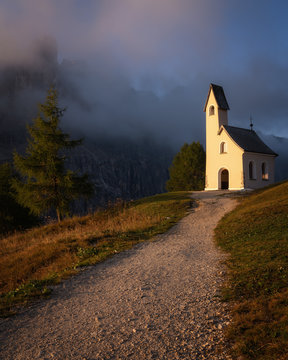 Capella Di San Maurizio at sunrise, Dolomites