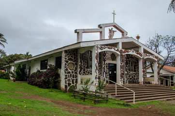 Chile - Rapa Nui or Easter Island - Hanga Roa - church of the Holy Cross