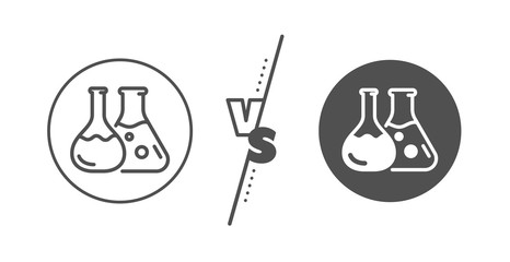 Laboratory flask sign. Versus concept. Chemistry lab line icon. Analysis symbol. Line vs classic chemistry lab icon. Vector