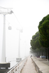 City in the morning fog
