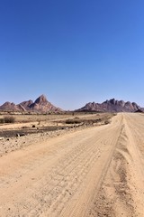 Namibian sandy gravel Road to Mountain Spitzkoppe