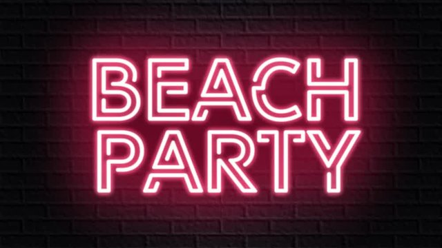 red neon video animation beach party