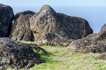 Chile - Rapa Nui or Easter Island - Orongo - petroglyphs
