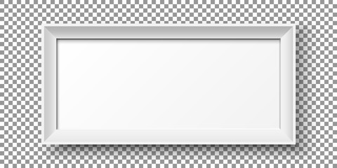 Realistic horizontal picture frame isolated on transparent background.