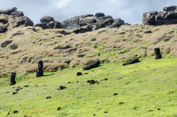 Chile - Rapa Nui or Easter Island - Rano Raraku - crater