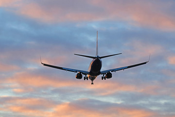 The plane arrives at the international airport