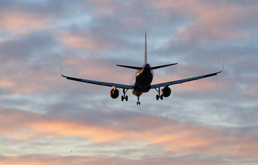 The plane arrives at the international airport
