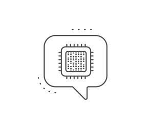Cpu processor line icon. Chat bubble design. Computer component sign. Outline concept. Thin line cpu processor icon. Vector