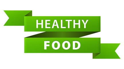 Healthy Food green ribbon banner