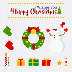 Set of christmas elements with snowmen vector illustration