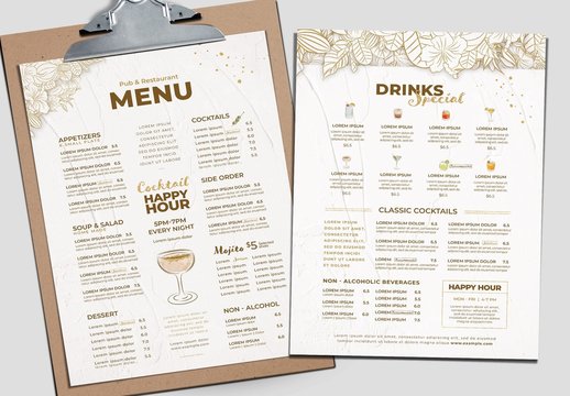 Cocktail Bar Menu Layout