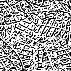 Black and white grunge background seamless. Abstract repeating monochrome texture. Vector chaotic pattern