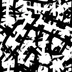 Fotobehang Zwart wit Zwart-wit grunge achtergrond naadloos. Abstracte herhalende zwart-wit textuur. Vector chaotisch patroon