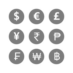 Fototapeta premium Currency sign vector icons set. Money currency icons.