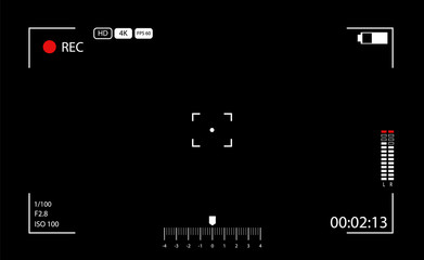 Dark camera viewfinder, viewfinder with focal points