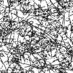 Black and white grunge background seamless. Abstract repeating monochrome texture. Vector chaotic pattern