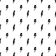 Lightning Bolts Vector Seamless Pattern. Black and white Background with Doodle Lightning Bolt Signs, Thunderbolts, Energy Thunder bolt, Warning Symbol illustratio