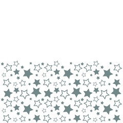 Frame with blank space for text. Border of silver stars. white background. Vector for Christmas and New Year greeting card, banner, invitation, packaging design, illustration pattern