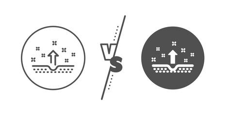 Body or Face care sign. Versus concept. Clean skin line icon. Line vs classic clean skin icon. Vector