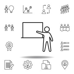 Presentation, businessman icon. Set of hr elements. Can be used for web, logo, mobile app, UI, UX