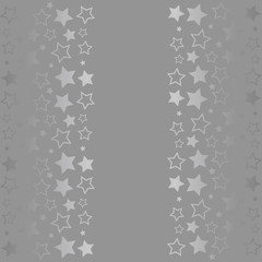 Frame with blank space for text. Border of silver stars. gray background. Vector for Christmas and New Year greeting card, banner, invitation, packaging design, illustration pattern