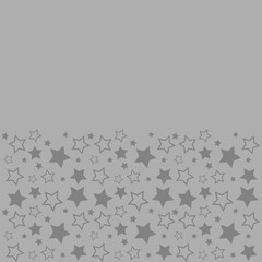 Frame with blank space for text. Border of silver stars. gray background. Vector for Christmas and New Year greeting card, banner, invitation, packaging design, illustration pattern