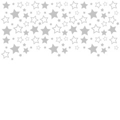 Frame with blank space for text. Border of silver stars. white background. Vector for Christmas and New Year greeting card, banner, invitation, packaging design, illustration pattern