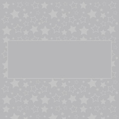 Frame with blank space for text. Border of silver stars. gray background. Vector for Christmas and New Year greeting card, banner, invitation, packaging design, illustration pattern