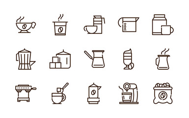 coffee fresh product maker machine and others icon line design